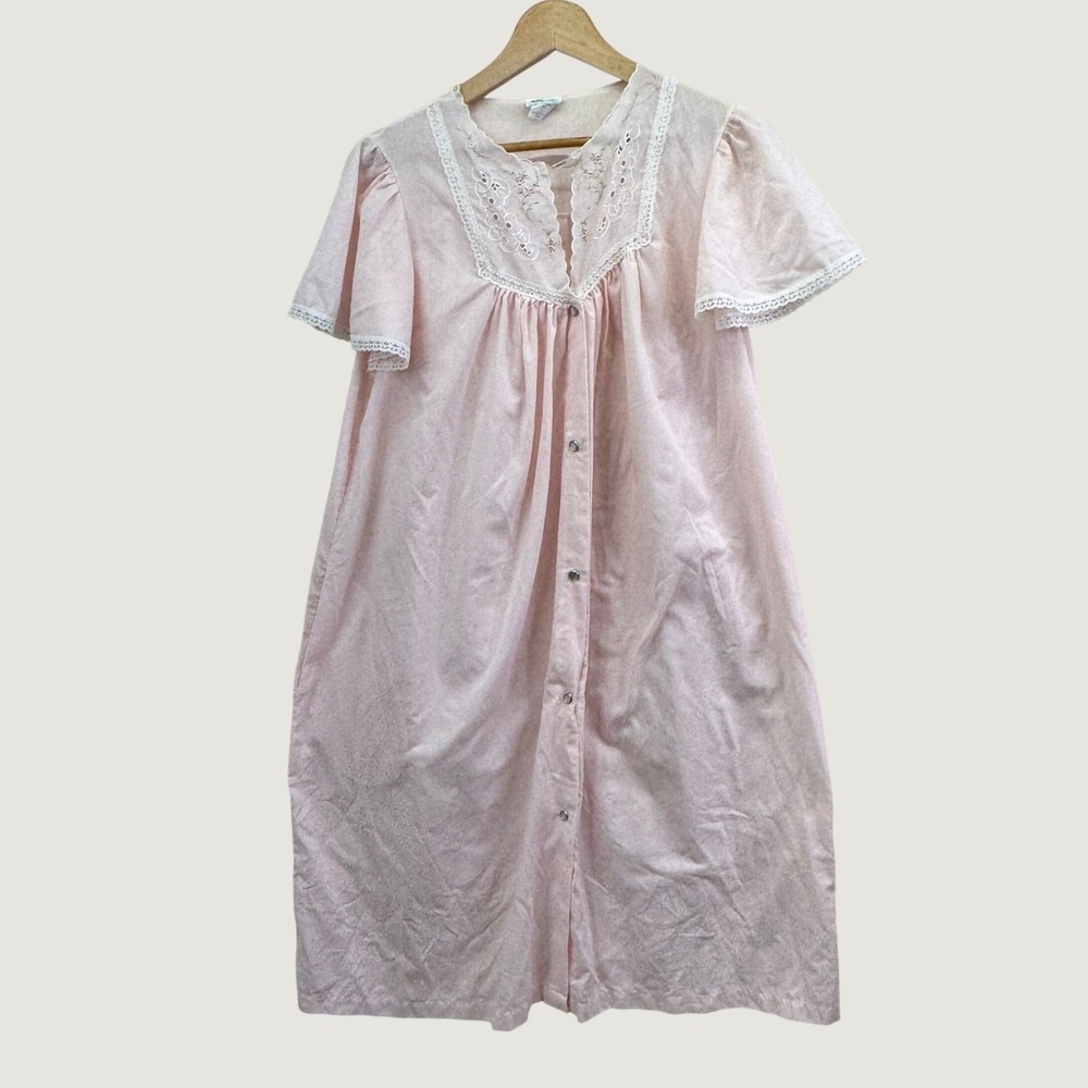 Violette Vintage Nightgown Small Pink Embroidered Cottagecore Sleepwear‎ USA